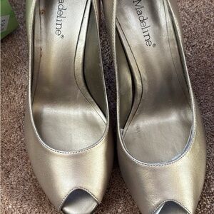 Madeline Gold Peep Toe Heels